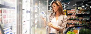 woman shopping for food and beverage products