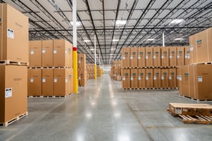 An image of a logistics warehouse. 