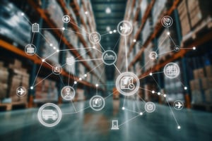 warehouse with icons